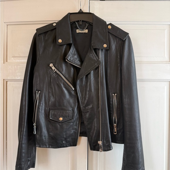 Whistles Black Genuine Leather Jacket